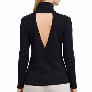 Wilfred Aritzia Black Wool Mock Neck Cut Out Knit Top XS